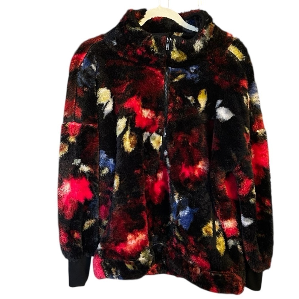 Lularoe Colorful Faux Furry Oversized Pullover 1/2 Zip Jacket Cowl Collar